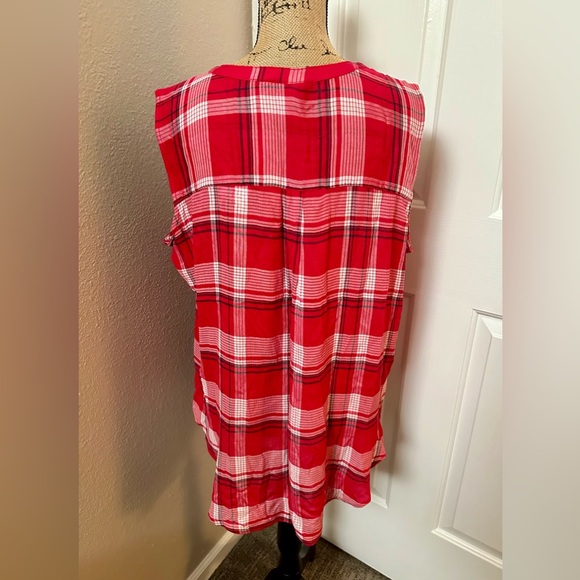 NEW Christopher & Banks Red Plaid Sleeveless Top, Size XL - Picture 4 of 9
